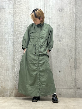「AVIREX（アヴィレックス）のアイテム（シャツワンピース）」を使った、Kimikaさん（レディース・158cm）の夏コーディネート