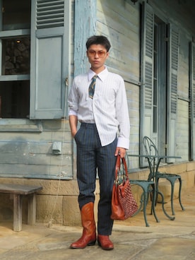 「Tony Lama（トニーラマ）のアイテム」を使った、imRenさん（メンズ・170cm）の春コーディネート