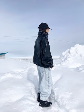 「NEW ERA（ニューエラ）のアイテム（キャップ、ブラック系）」を使った、meg05さん（レディース・156cm）の春コーディネート