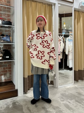 「お正月・初詣コーデ」｜「アイテム（キャップ）」を使った、ナクラリンさん（レディース・153cm）の冬コーディネート