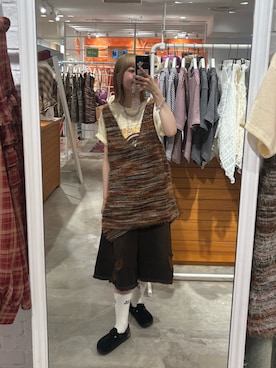「アイテム（その他パンツ、ブラウン系）」を使った、ナクラリンさん（レディース・153cm）の夏コーディネート