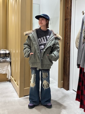 「アイテム（キャップ）」を使った、ナクラリンさん（レディース・153cm）の秋コーディネート