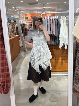 「アイテム（その他パンツ、ブラウン系）」を使った、ナクラリンさん（レディース・153cm）の夏コーディネート