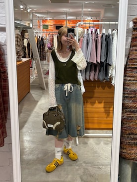 「アイテム（キャミソール、グリーン系）」を使った、ナクラリンさん（レディース・153cm）の夏コーディネート