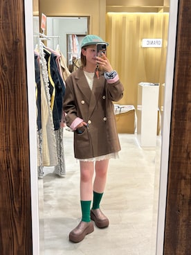 「アイテム（キャップ）」を使った、ナクラリンさん（レディース・153cm）の秋コーディネート