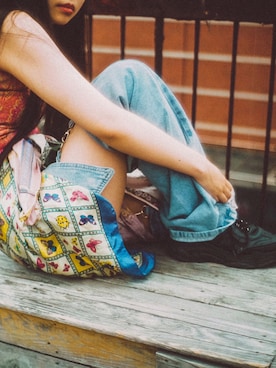 「itimiのアイテム（Stoles / Shawls、イエロー系）」を使った、𝙆𝘼𝙍𝙀𝙉さん（レディース・165cm）の夏コーディネート