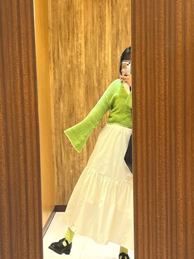 「アイテム（ヘアアクセサリー、グリーン系）」を使った、okaさん（レディース・152cm）の夏コーディネート