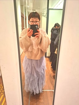 「TODAYFUL（トゥデイフル）のアイテム（ニット/セーター、ベージュ系）」を使った、みやさん（レディース・160cm）の春コーディネート