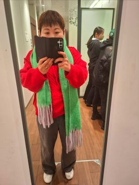 「SM2（エスエムツー）のアイテム（ニット/セーター、レッド系）」を使った、みやさん（レディース・160cm）の春コーディネート