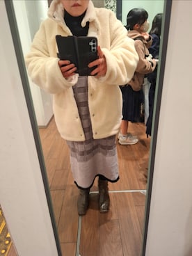 「BEAMS（ビームス）のアイテム（ダウンジャケット/コート、ホワイト系）」を使った、みやさん（レディース・160cm）の冬コーディネート