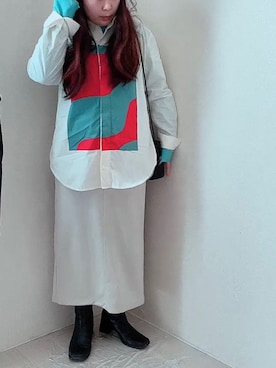 「KBF（ケイビーエフ）のバケットミニBAG（ショルダーバッグ）」を使った、mekkoさん（レディース・157cm）の春コーディネート