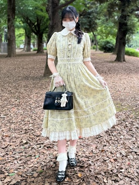 「アイテム（ワンピース/ドレス、イエロー系）」を使った、fukukirokuさん（レディース・168cm）の夏コーディネート