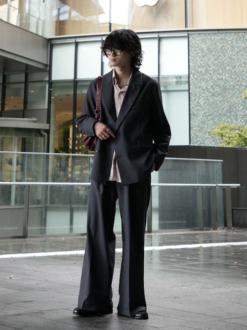 【新品未使用】CASTELBAJA スラックス 焦茶90 ウール混 スリムフィット ノータックスラックス バーズアイこげ茶(73cm