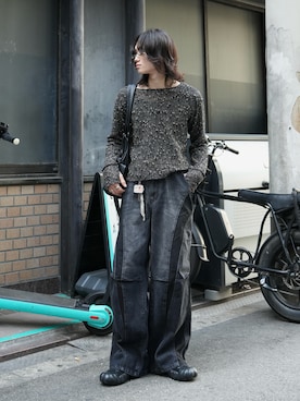 「PHILTHEORY（フィルセオリー）のRipstop docking denim pants / リップストップドッキングデニムパンツ（デニムパンツ、ブラック系）」を使った、ヤマネンさん（メンズ・171cm）の春コーディネート
