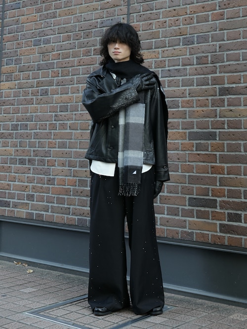 セール】Back pleats PU short trench coat/バックプリーツPUショート