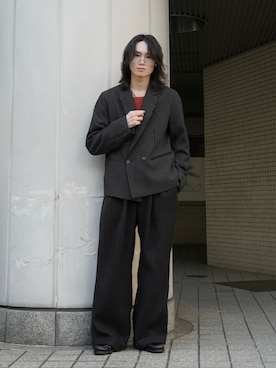 「CASPER JOHN（キャスパージョン）のPajamas easy pants/パジャマイージーパンツ（その他パンツ、ブラック系）」を使った、ヤマネンさん（メンズ・171cm）の春コーディネート