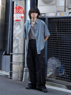 「アイテム（スラックス）」を使った、ヤマネンさん（メンズ・171cm）の夏コーディネート