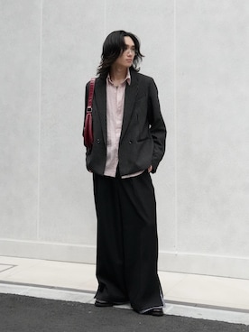 「CASPER JOHN（キャスパージョン）のCompact tailored jacket/コンパクトテーラードジャケット（テーラードジャケット、ブラック系）」を使った、ヤマネンさん（メンズ・171cm）の春コーディネート