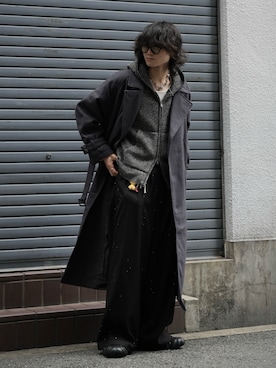 「アイテム（ステンカラーコート）」を使った、ヤマネンさん（メンズ・171cm）の秋コーディネート