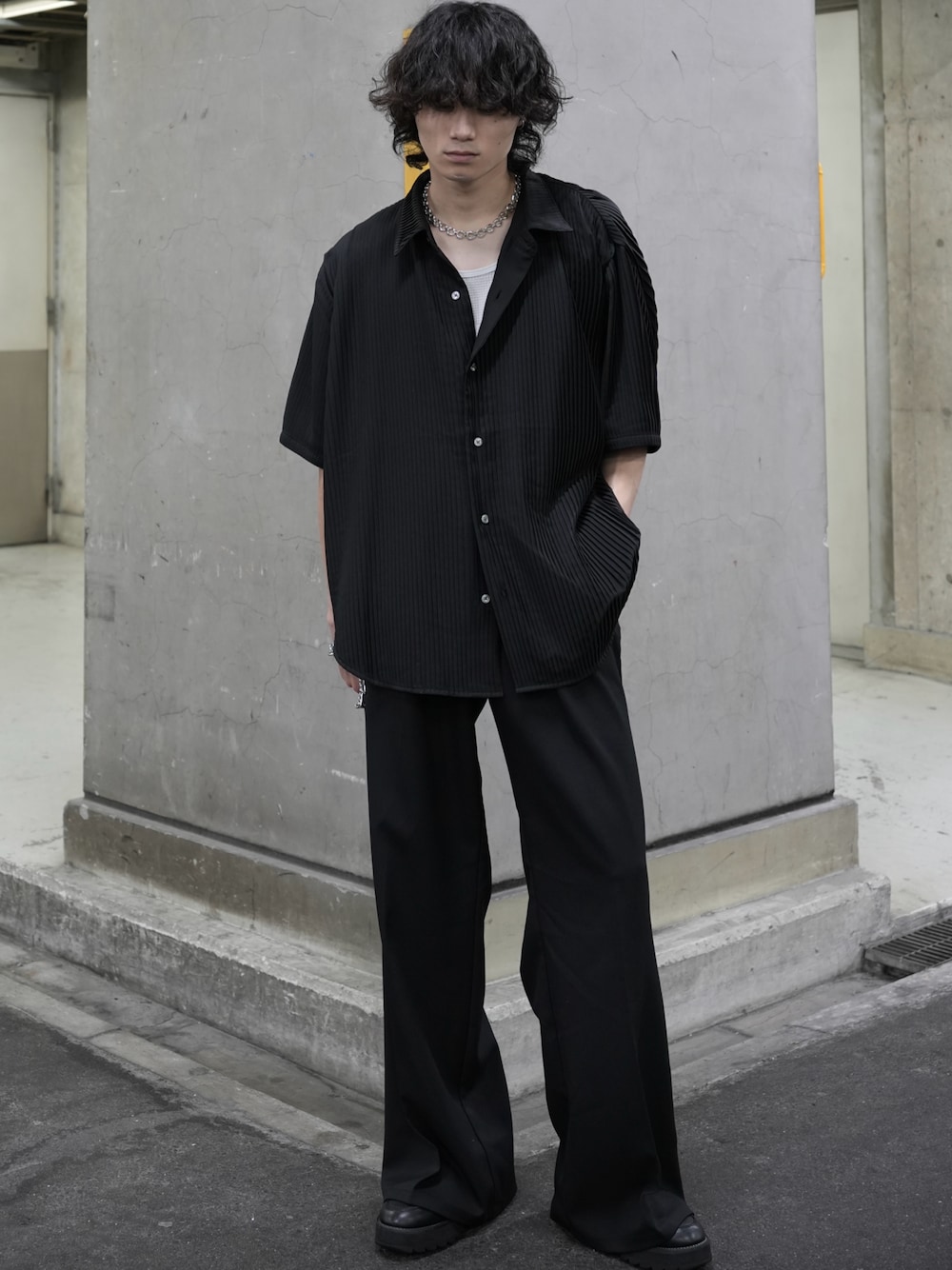 Wool mix semi baggy slacks/ウールミックスセミバギー