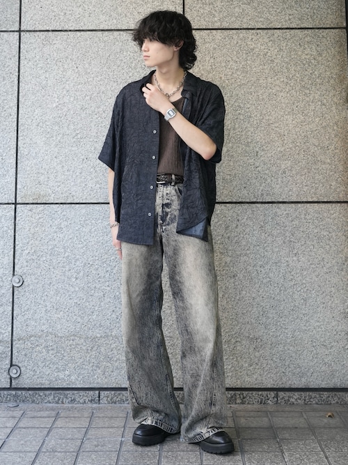 Striped crepe tank top/楊柳タンクトップ
