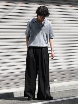 「CASPER JOHN（キャスパージョン）のアイテム（スラックス）」を使った、ヤマネンさん（メンズ・171cm）の春コーディネート