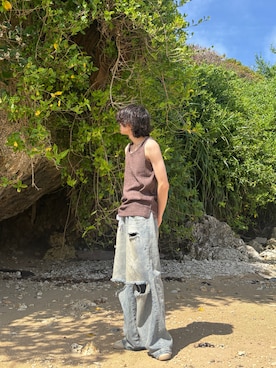 「CASPER JOHN（キャスパージョン）のアイテム（タンクトップ）」を使った、ヤマネンさん（メンズ・171cm）の夏コーディネート