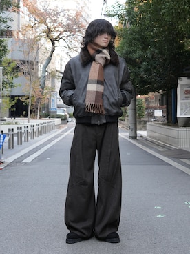 「冬アウター」｜「アイテム（MA-1）」を使った、ヤマネンさん（メンズ・171cm）の冬コーディネート