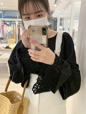 「レースブラウス」｜「アイテム（サロペット/オーバーオール）」を使った、norikoさん（レディース・161cm）の冬コーディネート