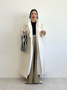 「フードコート」｜「アイテム（トレンチコート）」を使った、otsuka_rさん（レディース・155cm）の冬コーディネート