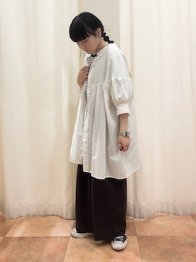 「Samansa Mos2 blue」｜「アイテム（チュニック）」を使った、takano.さん（レディース・152cm）の夏コーディネート