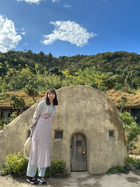 「CIAOPANIC（チャオパニック）の【8.04 発売開始】【HELLO.SANFRANCISCO】配色メローカットアウトフーディー（トップス、グレー系）」を使った、はいせんさん（レディース・166cm）の秋コーディネート