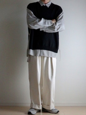 「markaware（マーカウェア）のアイテム（チノパンツ）」を使った、たあさん（メンズ・178cm）の秋コーディネート