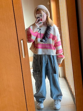 「HELLO.SANFRANCISCO（ハローサンフランシスコ）のアイテム」を使った、一重怪獣さん（レディース・148cm）の冬コーディネート