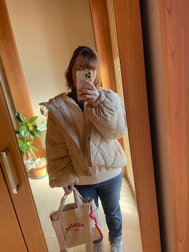「axes femme（アクシーズファム）のアイテム（ダウンジャケット/コート）」を使った、一重怪獣さん（レディース・148cm）の冬コーディネート
