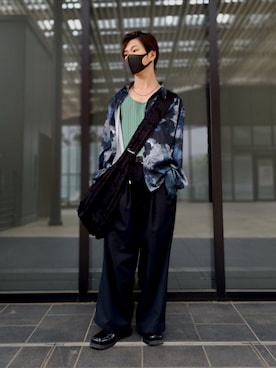 「Spielio（シュピーリオ）の【Spielio】fringe gathered shoulder bag/フリンジギャザーショルダーバッグ（ショルダーバッグ、ブラック系）」を使った、hotoさん（メンズ・165cm）の春コーディネート