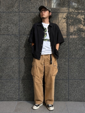 「A BATHING APE（アベイシングエイプ）のアイテム」を使った、yaskto さん（メンズ・180cm）の夏コーディネート
