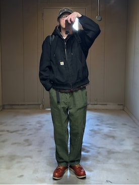 「Carhartt（カーハート）のアイテム（その他アウター、ブラック系）」を使った、yaskto さん（メンズ・180cm）の春コーディネート