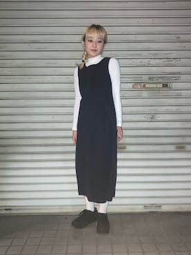 「アイテム（オールインワン・サロペット）」を使った、保坂ななみさん（レディース・155cm）の秋コーディネート