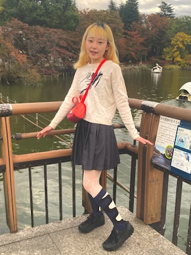 「アイテム（レッグウェア）」を使った、保坂ななみさん（レディース・155cm・20代）の秋コーディネート