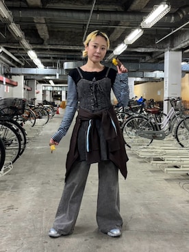 「FILA（フィラ）のアイテム」を使った、保坂ななみさん（レディース・155cm）の春コーディネート