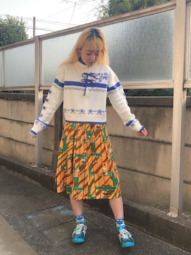 「HOOK（フック）のアイテム」を使った、保坂ななみさん（レディース・155cm）の春コーディネート