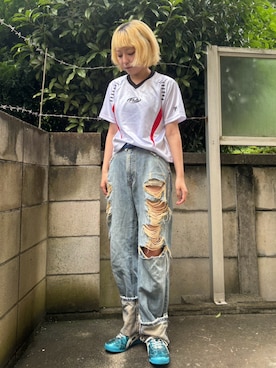 「FILA（フィラ）のアイテム」を使った、保坂ななみさん（レディース・155cm）の夏コーディネート