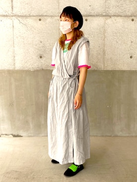 「カシュクールワンピース」｜「アイテム（レッグウェア）」を使った、babacchiさん（レディース・153cm）の春コーディネート