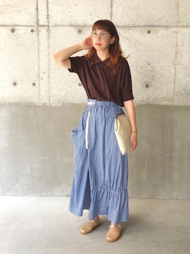 「chambre de charme（シャンブルドゥシャーム）のアイテム（バッグ）」を使った、babacchiさん（レディース・153cm）の夏コーディネート