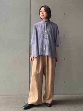 「ADIEU TRISTESSE（アデュートリステス）のポプリンストレートパンツ（その他パンツ、ベージュ系）」を使った、ADIEU TRISTESSEさん（レディース・165cm）の夏コーディネート