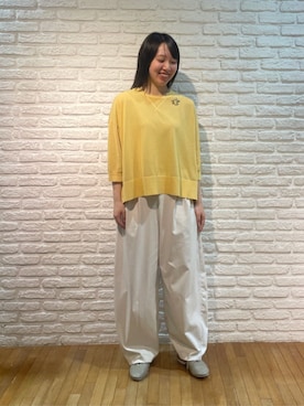「LOISIR（ロワズィール）の綿ナイロンポンチバルーンパンツ（その他パンツ、ホワイト系）」を使った、ADIEU TRISTESSEさん（レディース・165cm）の夏コーディネート