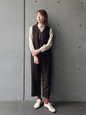 「アイテム（オールインワン・サロペット）」を使った、ADIEU TRISTESSEさん（レディース・177cm）の秋コーディネート