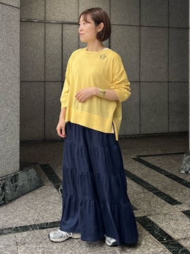 「LOISIR（ロワズィール）のワイドバングル（バングル/リストバンド、ゴールド系）」を使った、ADIEU TRISTESSEさん（レディース・165cm）の夏コーディネート