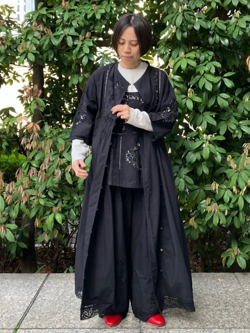 未使用タグ付 2025SS アデュートリステス ベルスリーブシャツ ゆったり ADIEU TRISTESSE（アデュートリステス） tシャツ 刺繍入りロング